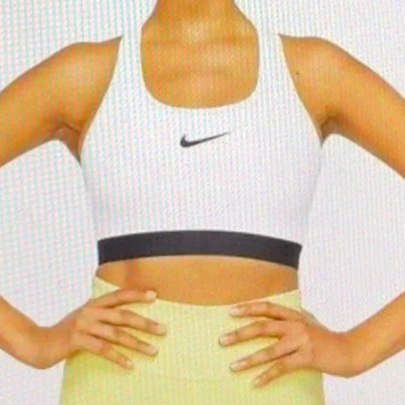 White with Black Nike Swoosh and Trim, Size S Kids Spot Bra, NEW! - Picture 2 of 8
